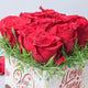 Close-up of Red Roses Sticker Vase - You And Me showing vibrant red roses with green fillers in a decorative glass vase, perfect for romantic gifting.