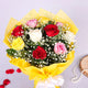 Elegant Mix Roses Bunch featuring colorful roses and baby's breath in yellow wrap, perfect for anniversaries, birthdays, or same day delivery gifts.