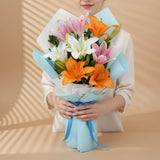8 Mixed Asiatic Lilies Bouquet shown from a different angle