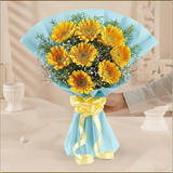 8 Yellow Gerbera Bouquet shown from a different angle