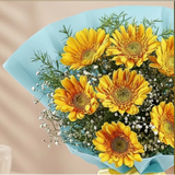 8 Yellow Gerbera Bouquet — full bouquet view