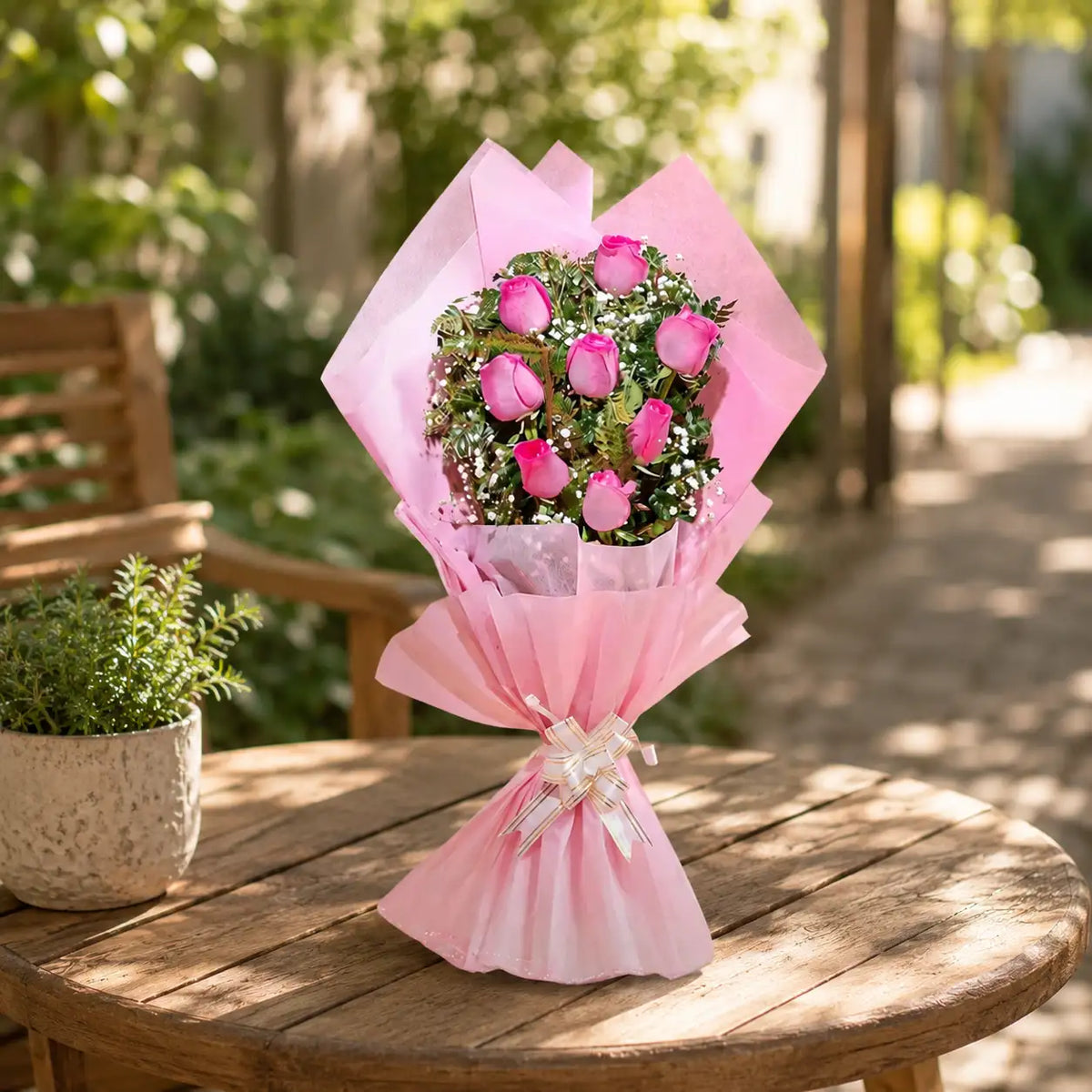 8 Pink Roses
