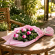 8 Pink Roses — fresh flower bouquet, detail view