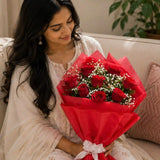 8 Red Roses Bouquet — full bouquet view