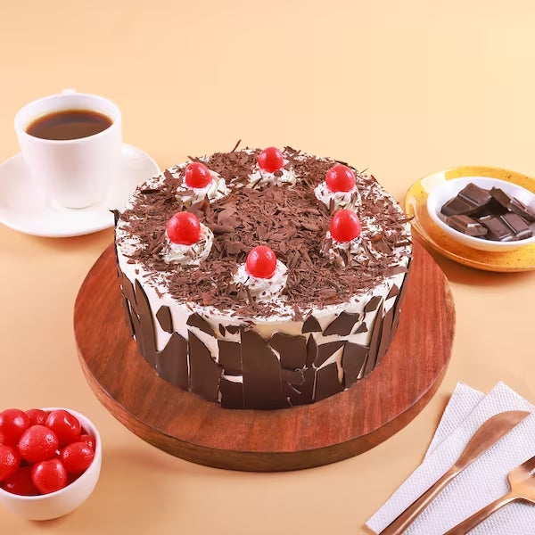 Amazing Black Forest Cake sliced to show the layers inside