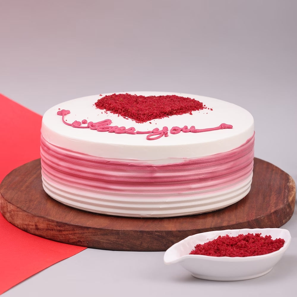 Expression of Love Red Velvet Cake packed and ready for delivery