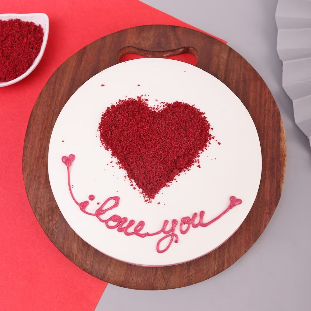 Expression of Love Red Velvet Cake close-up detail shot