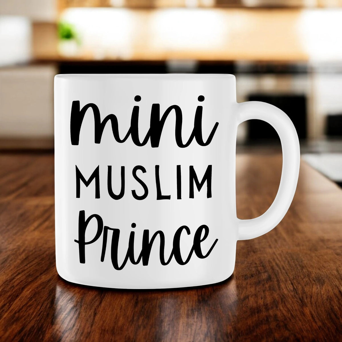 Mini Muslim Royalty Mug for Kids - Mini Muslim | Ceramic mug featuring 'Mini Muslim Prince' in bold black font, perfect for Eid or Ramadan gifts.