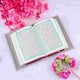 Silver Sawab-e-Jariya Gift Set featuring an open Quran with pink floral decor, part of The Bling Collection for elegant religious gifting.