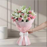 Asiatic Lilies And Carnations Flowers Bouquet shown from a different angle
