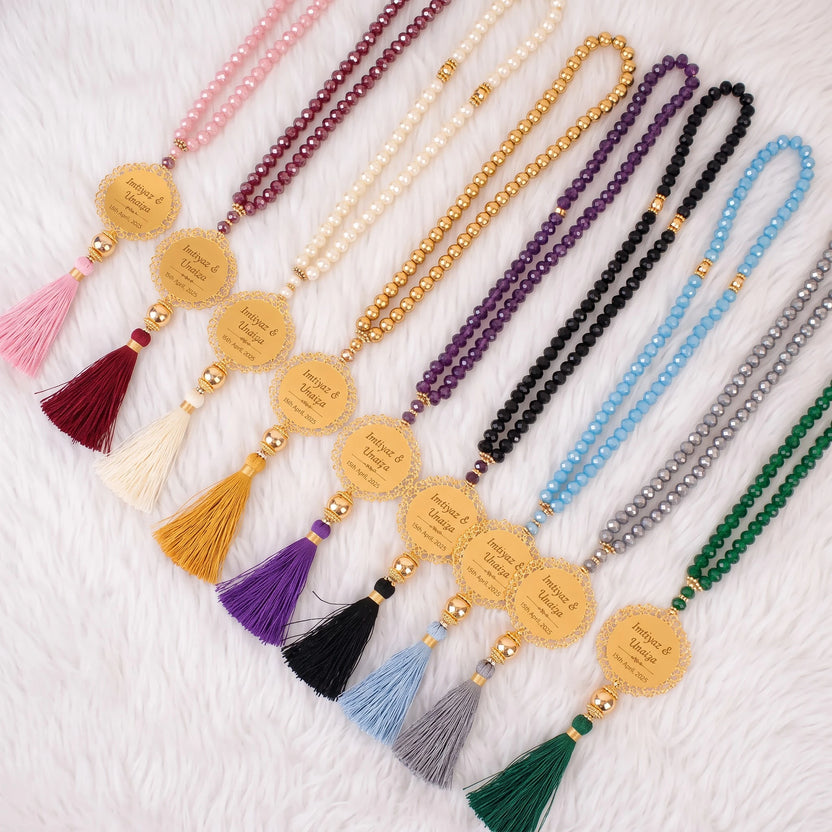 Premium Crystal Tasbeeh for Nikah Favors with name Main image