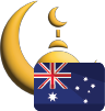 Australia logo featuring the national colors of green and gold, with iconic symbols like the kangaroo, koala, or the Southern Cross constellation, representing the country's natural beauty, diversity, and national pride.