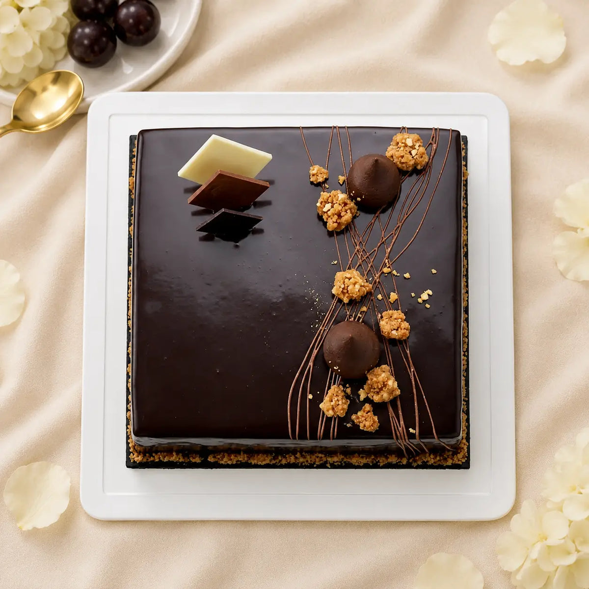 Belgium Chocolate Truffle Cake — cake, gift packaging