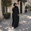 Black Batwing Casual Abaya with Button Detailing