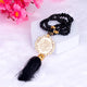 Black Crystal Tasbeeh 100 Beads - Bismillah Beads with gold charm and tassel, ideal Islamic gift for Ramadan, Eid, or wedding ceremonies.
