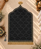 Black dome Janamaz prayer mat with intricate design – Soft Plush Janamaz from Black Floral Pearl Sawab-E-Jariya Hamper Islamic gift