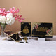Bridal Hamper Velvet Quran set with floral pearl rehal, black velvet Quran, and decorative box. Ideal Islamic wedding gift for brides.