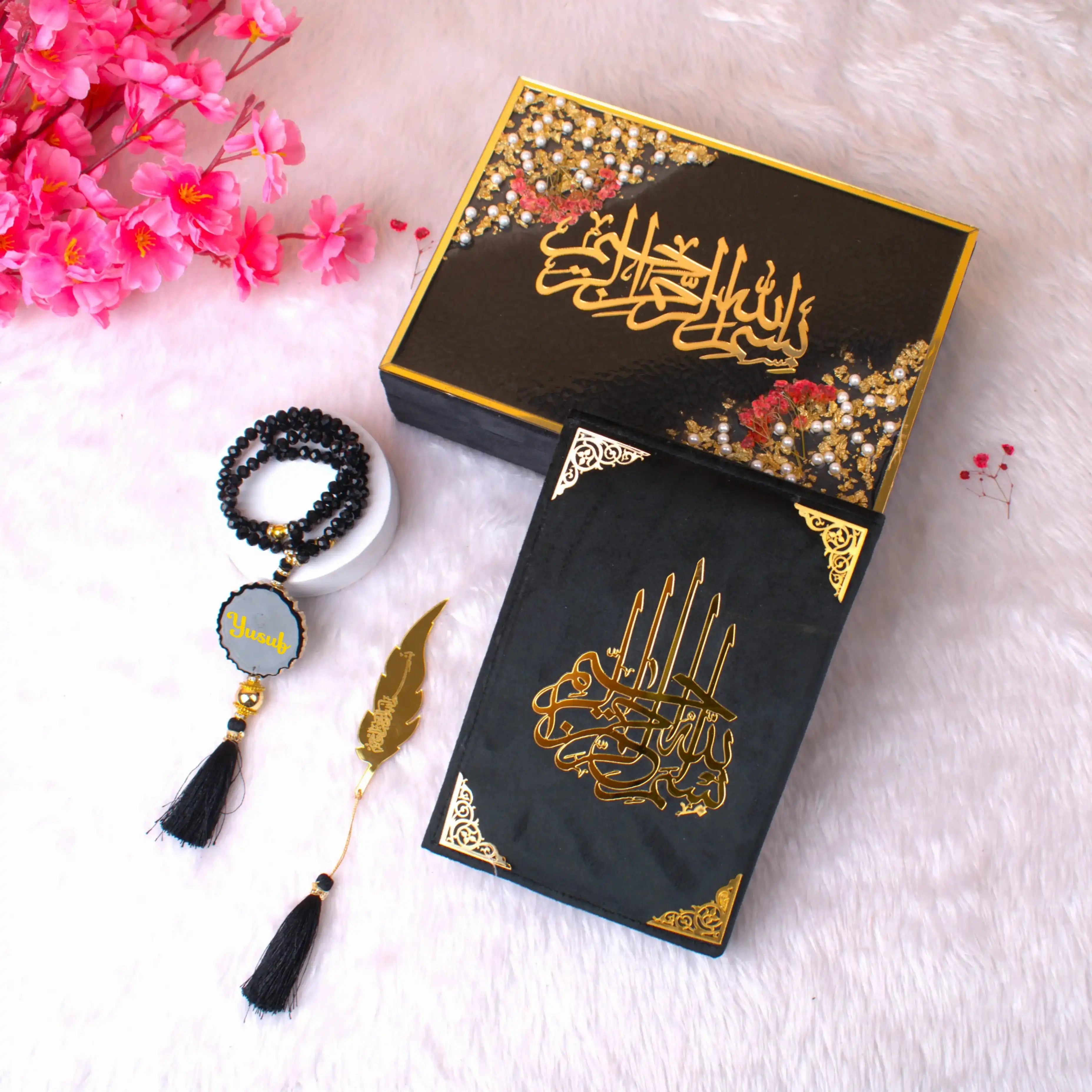 Black floral Tilawat e quran
personalized option with the entire hamper Main image