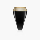 Side profile of black Zikr Ring with gold and Swarovski Zirconia. Premium Islamic ring for tasbeeh, perfect for gifting and devotion.