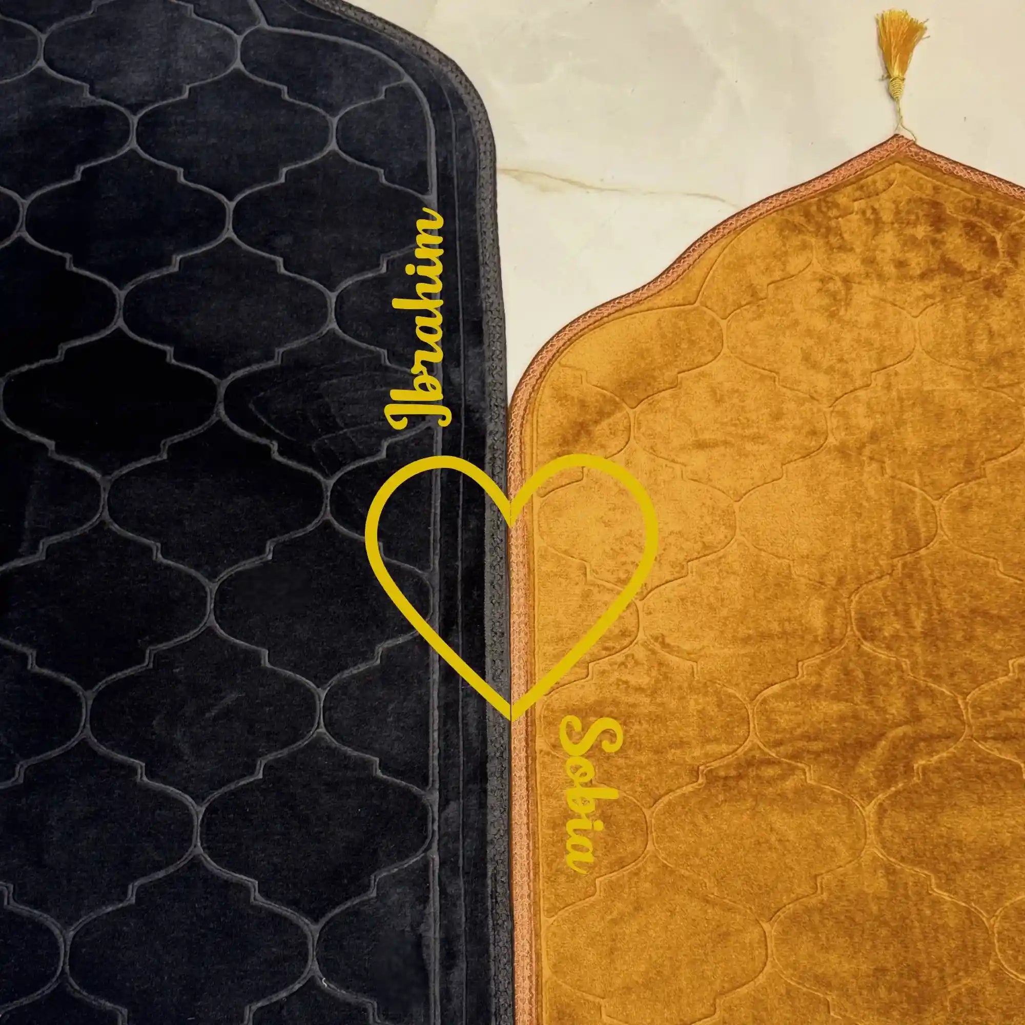 Black & Golden Dome Couple Janamaz with Heart Secondary image