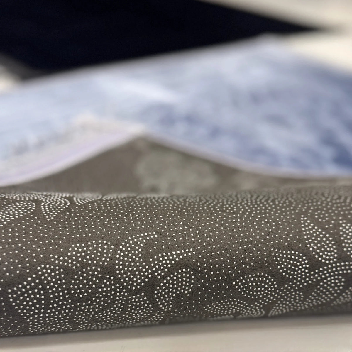 Underside of Rectangle Couple Prayer Mat Set showing anti-slip floral pattern. High-quality finish for comfort and safety during prayer.