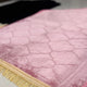 Detailed view of pink Dome Janamaz with elegant pattern and golden fringe, part of the Couple Janamaz gift set.