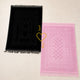 Couple Janamaz Prayer Mat - Black & Pink set featuring soft rectangular mats with intricate mosque arch designs, ideal for Islamic wedding gifts.