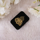 Black velvet box with gold Islamic motif, included in the Velvet Tasbeeh Combo Gift - Personalised Nikah Favors for weddings and Eid.