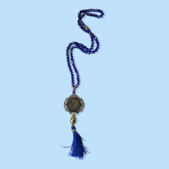 Blue Crystal Tasbeeh with Bismillah (100 Beads)