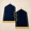 Couple Janamaz Set in blue with dome design and yellow heart, ideal Islamic gift with soft fabric for wedding or bridal gifting.