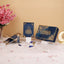 Blue Flakes Rehal Bridal Hamper - Velvet Quran set with designer box, tasbeeh, and Rehal, ideal for bridal gifting in religious ceremonies.