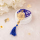 Blue beaded Tasbeeh with golden Islamic charm and tassel from the Blue Sequence Rehal Hamper, ideal for daily dhikr and spiritual gifts.