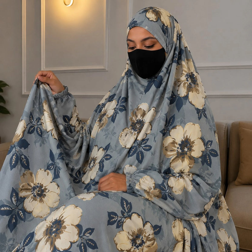Lujain Full Length Printed Cotton Namaz Makhna Main image