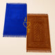 Rectangle Couple Janamaz - Prayer Mat Set in blue and golden with heart design, ideal Islamic wedding gift for couples.