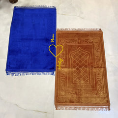 Blue & Golden Rectangle Couple Janamaz with Heart