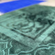 Detailed view of green Rectangle Couple Janamaz with soft velvet texture, part of a premium handmade prayer mat gift set for couples.