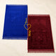 Blue & Maroon Janamaz Set for couples with heart design and personalized names, ideal for weddings and Islamic gifting occasions.