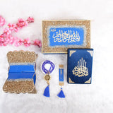 Blue Sequence Rehal Hamper with premium Quran, Rehal and Tasbeeh