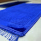 Blue Rectangle Couple Prayer Mat Set with heart motif and intricate border design, made from plush velvet for comfort and elegance.