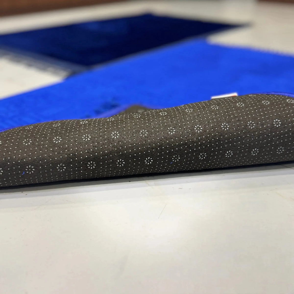 Blue Rectangle Couple Prayer Mat Set with heart design, featuring soft textured surface and non-slip backing for comfort and stability during prayer.