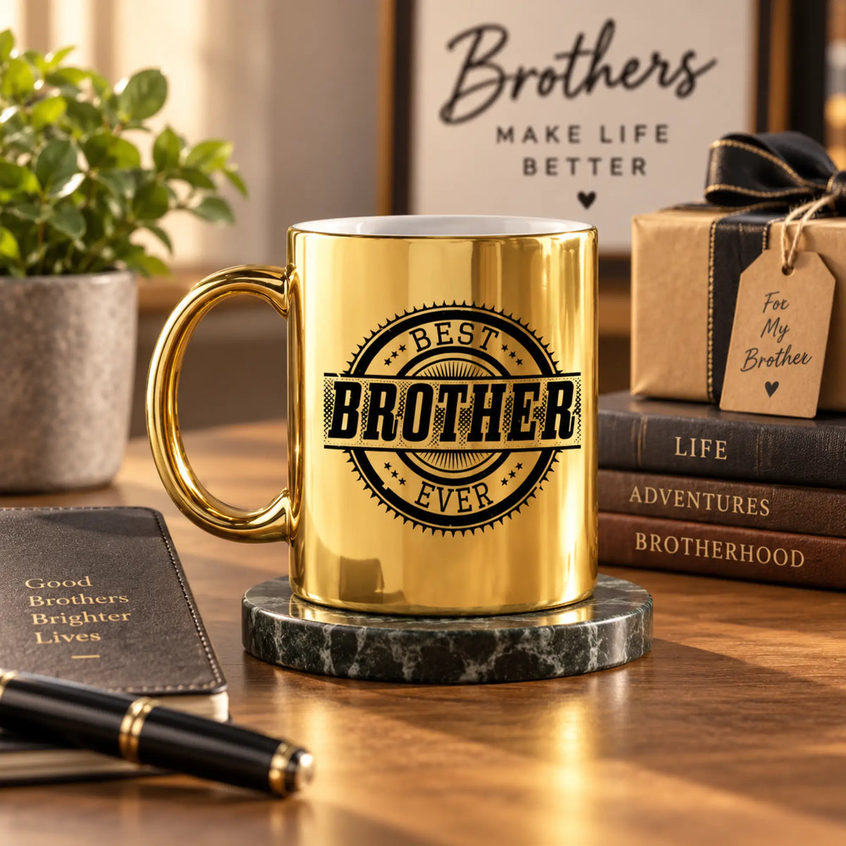 Personalized Best Brother Gold Metallic Mug