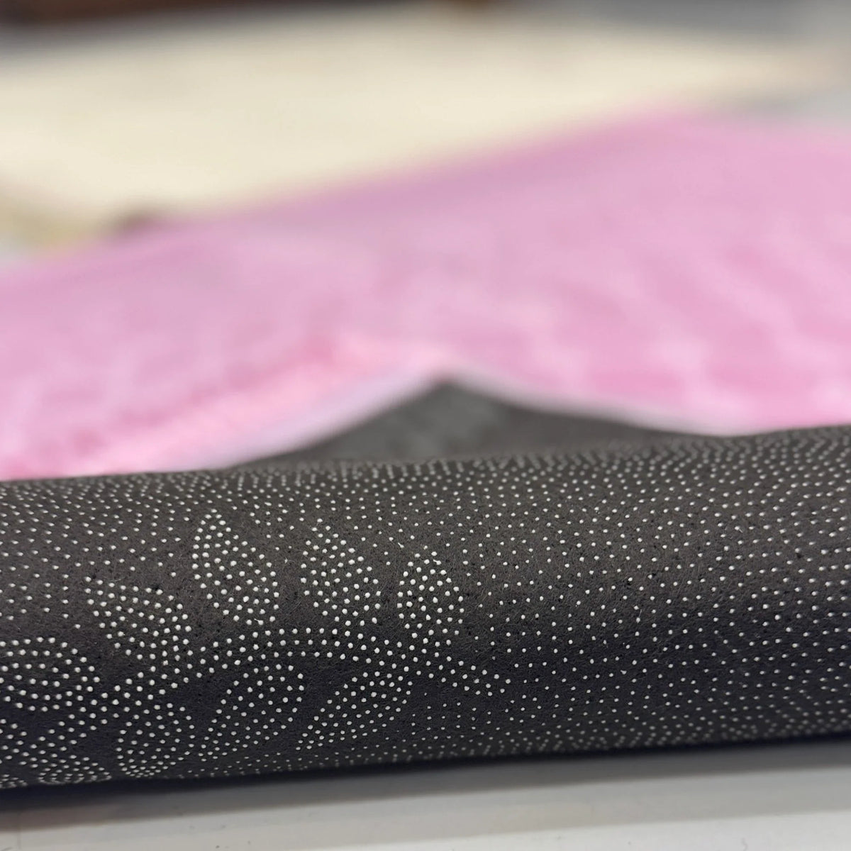Underside of the Couple Prayer Mat showing anti-slip dotted texture, ensuring comfort and stability during prayer.