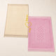Couple Prayer Mats Set in champagne gold and pink with heart design, ideal for weddings and Islamic gifting occasions.