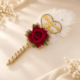 Gold-Toned With Red Rose Nikah Signing Pen
