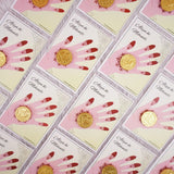 Mehndi Chocolate Card Favor close-up – personalised bride name card with gold-foil chocolate coin, sweet and elegant Mehndi function return gift at ₹99