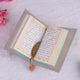 Premium Quran from Silver Sawab-e-Jariya Gift Set with gold feather bookmark and pastel tabs, ideal for Eid or wedding gifts.