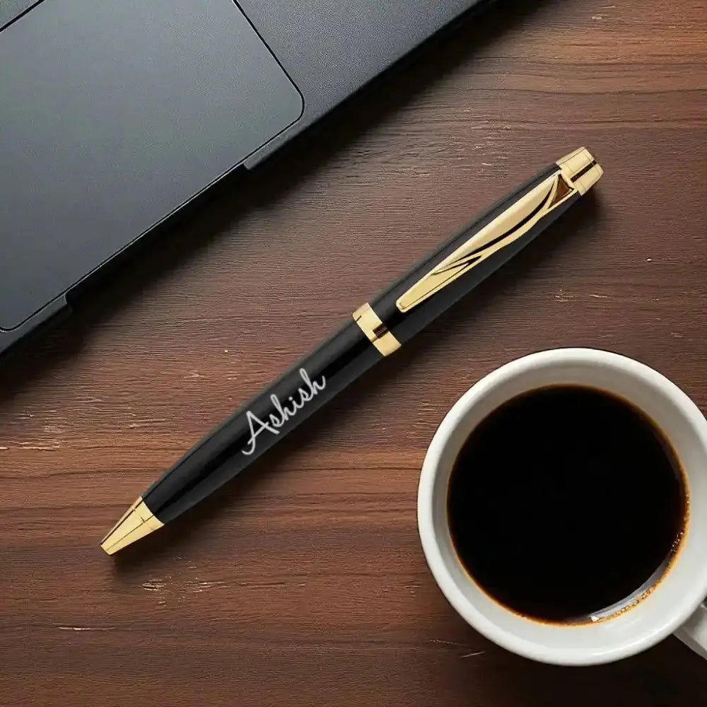 Elegant Gold Metal Finish Pen with personalized engraving, perfect as a sophisticated gift from gifts online collection. Main image