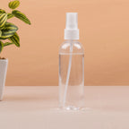 Clear spray bottle from Raah-e-Makkah Safar Essentials - Luxury Hajj Umrah Hampers, useful for personal hygiene during pilgrimage travel.