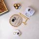 Hearts of Hajj Hamper - Hajj Gift set with Kaaba-themed coaster, personalized mug, keychain, and chocolates, ideal for post-Hajj souvenirs.