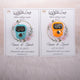 Set of two Digital Tasbeeh Cards in teal and orange, customized for Nikah Favours. Elegant Islamic wedding gifts with digital prayer counters.